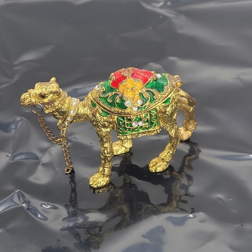 Camel Jewelry Box Trinket Box Decorative Enamel vintage Style Kewel encrusted - Picture 3 of 8